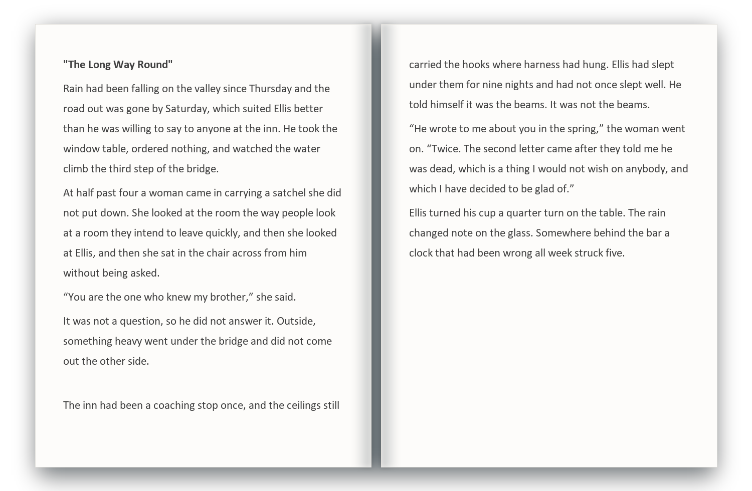Novel manuscript before formatting: a blank line standing in for a scene break.